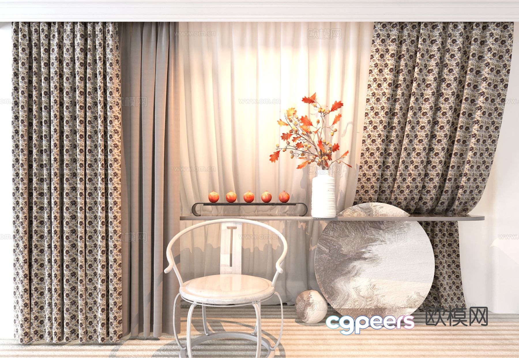 New Chinese style curtain 3d model New Chinese style curtain 3d model