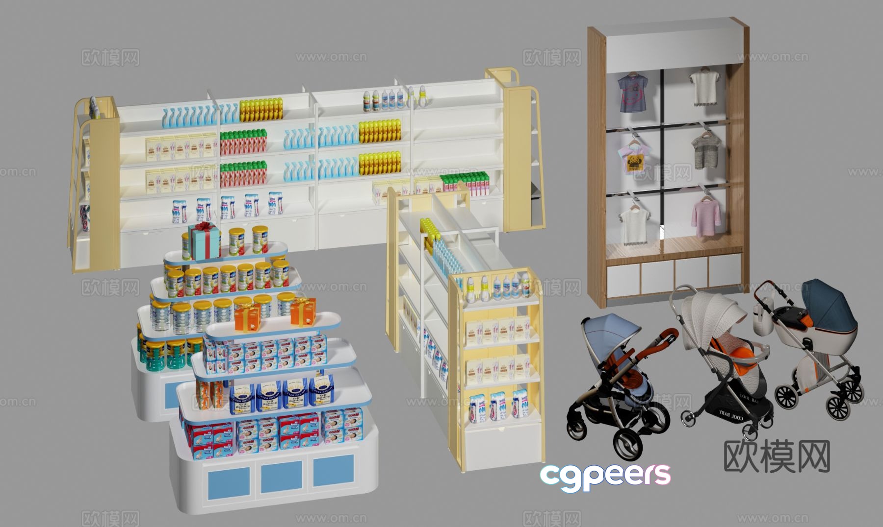 Modern maternal and infant product shelves maternal and infant products display shelves 3D model Modern maternal and infant product shelves maternal and infant products display shelves 3D model