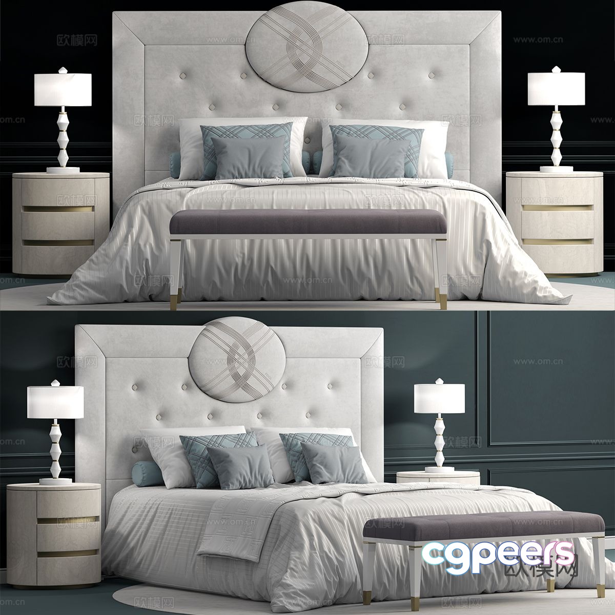 Simple European double bed 3d model Simple European double bed 3d model