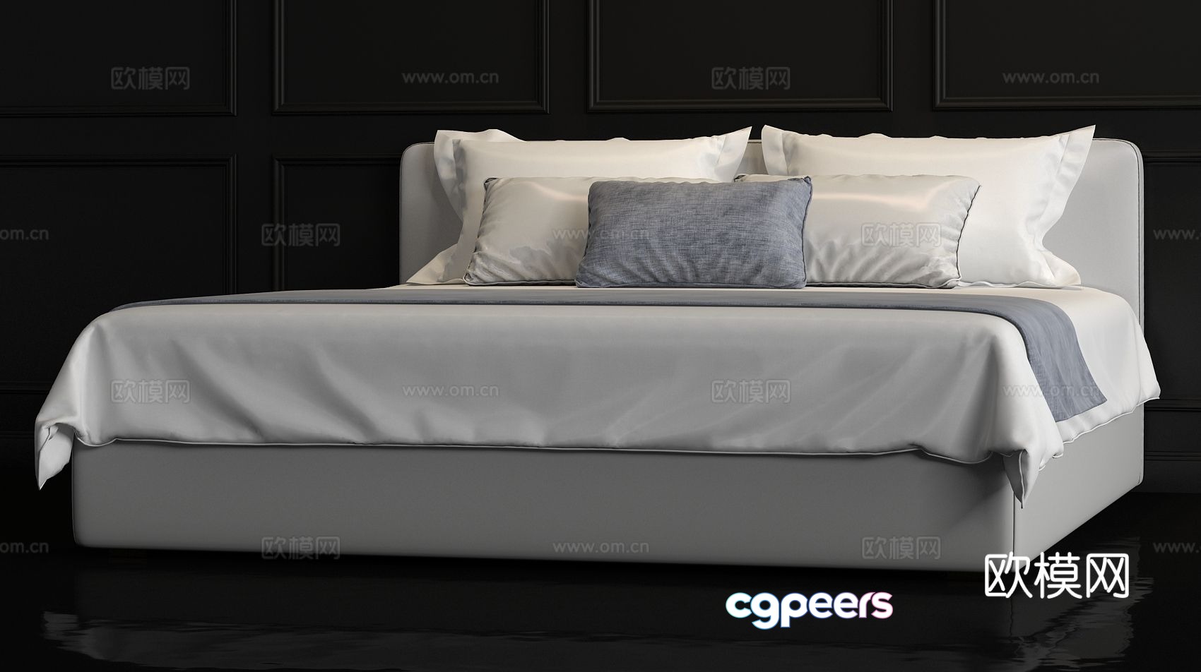 Modern double bed 3d model Modern double bed 3d model