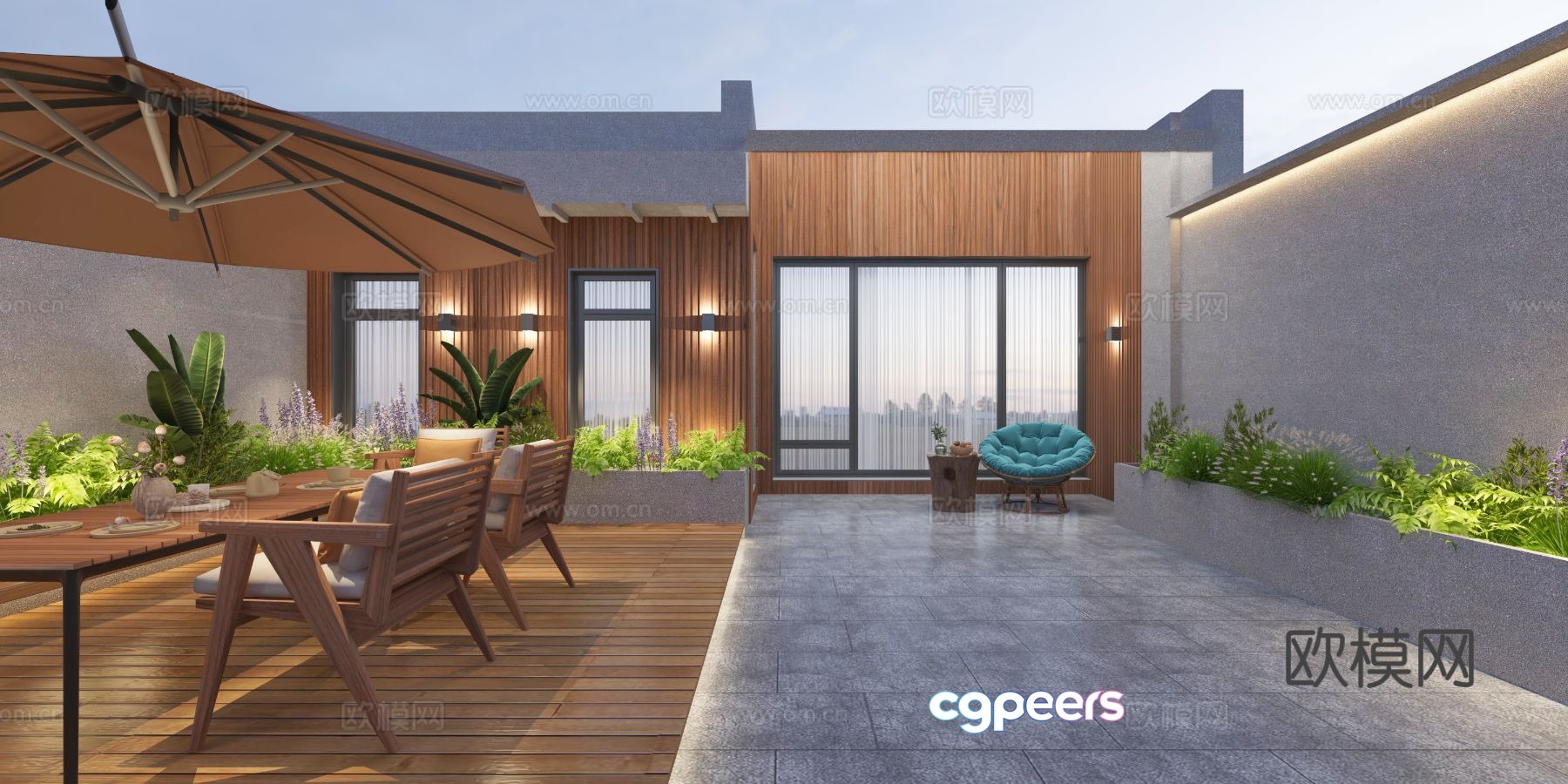modern roof garden courtyard landscape 3d model modern roof garden courtyard landscape 3d model