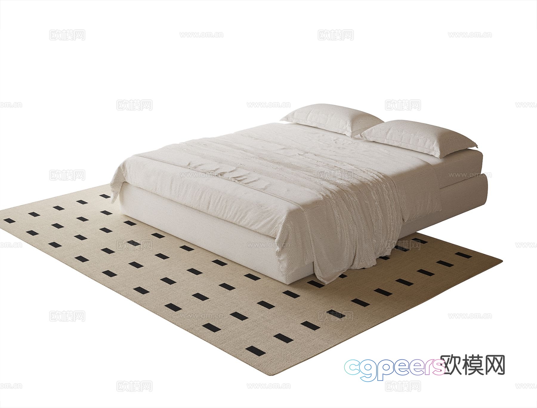 Modern double bed 3d model Modern double bed 3d model