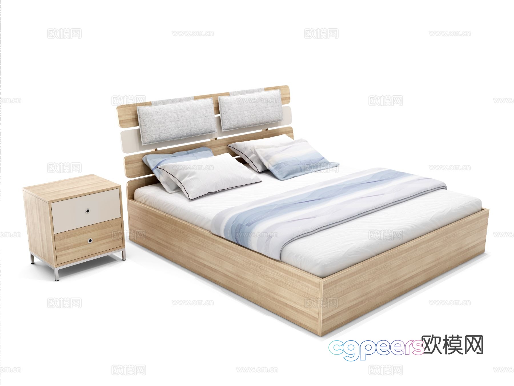Modern double bed 3d model Modern double bed 3d model
