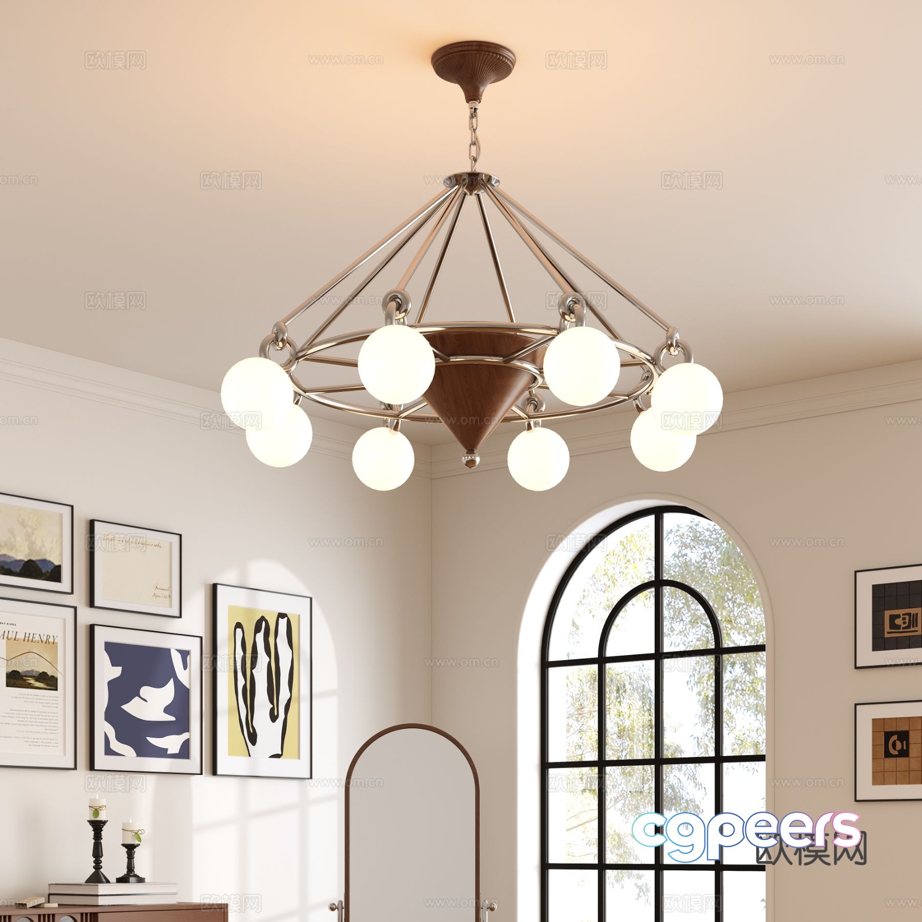 Medieval style multi-head chandelier 3D model Medieval style multi-head chandelier 3D model