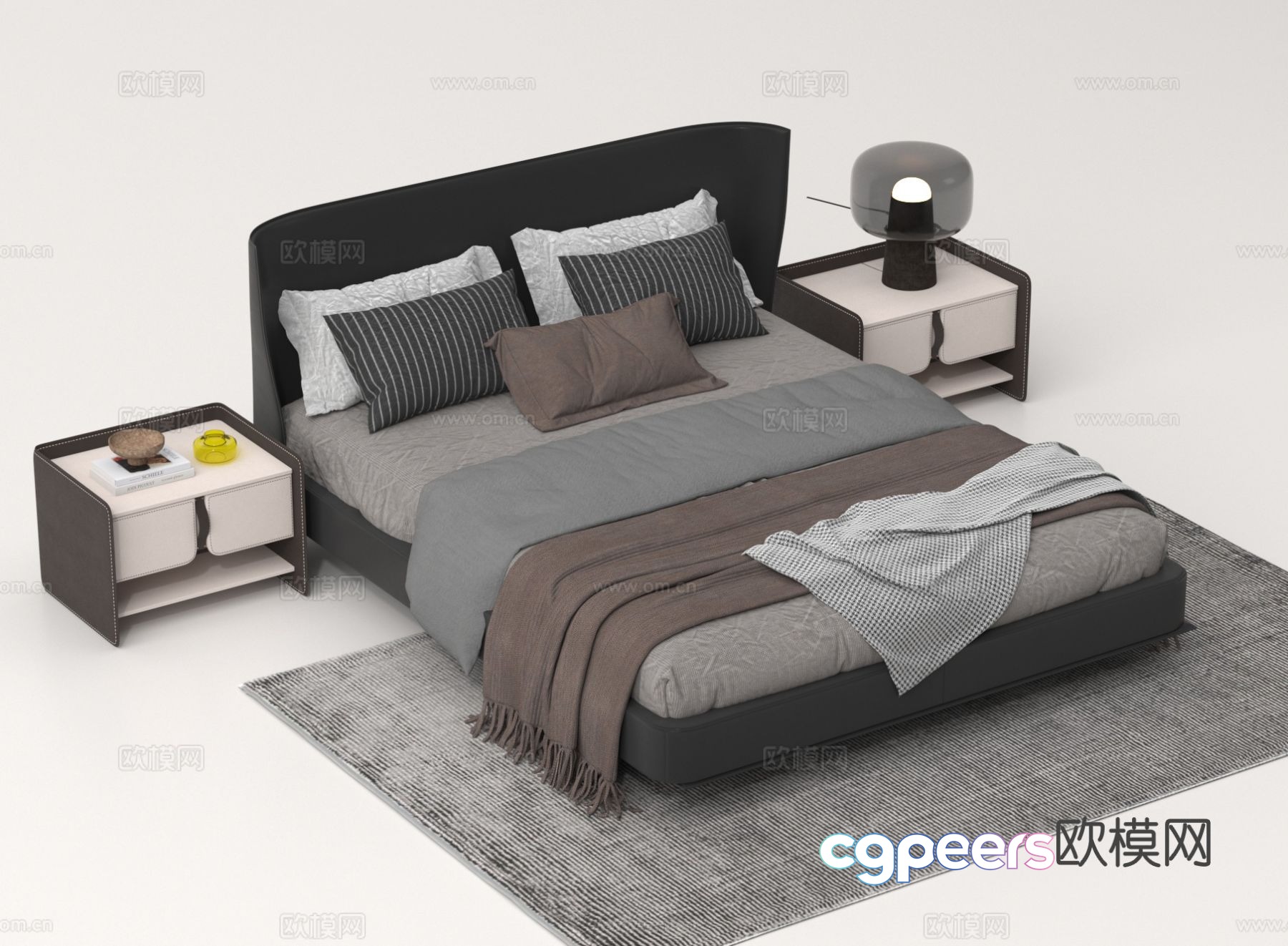 Modern double bed 3d model Modern double bed 3d model