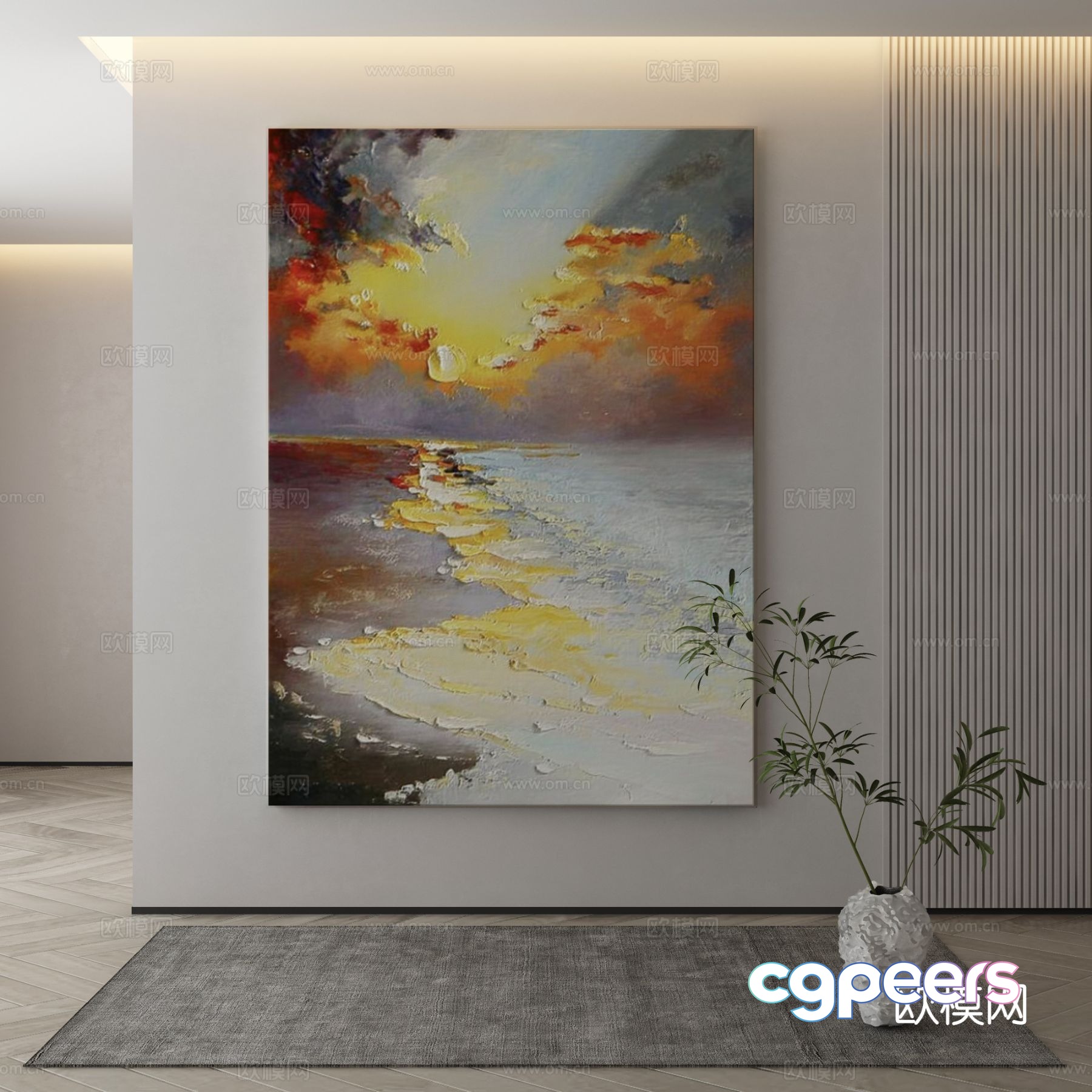 Modern texture painting decorative painting 3d model Modern texture painting decorative painting 3d model
