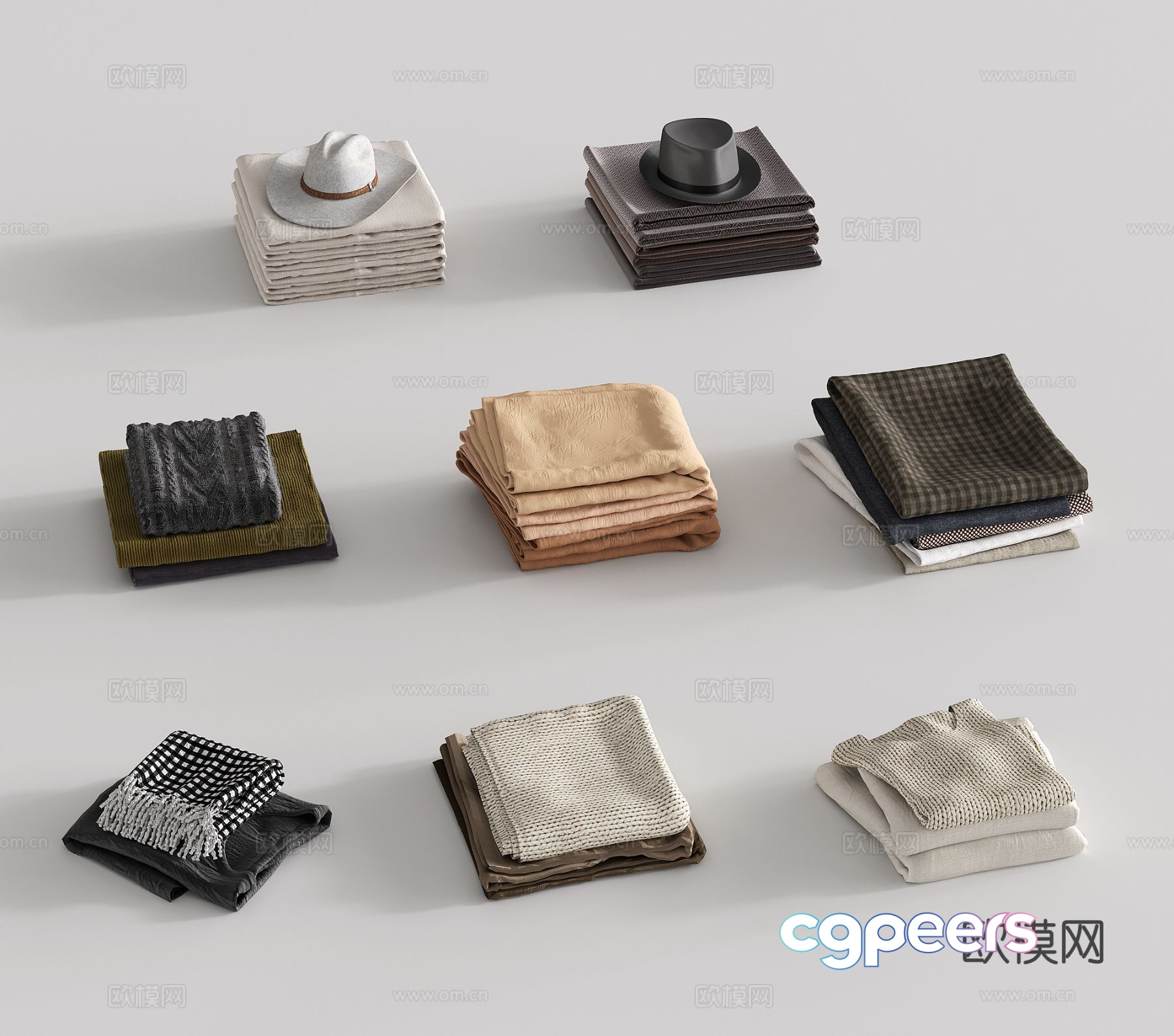 Modern clothes folded clothes sweaters sweaters hats towel blanket 3d model Modern clothes folded clothes sweaters sweaters hats towel blanket 3d model