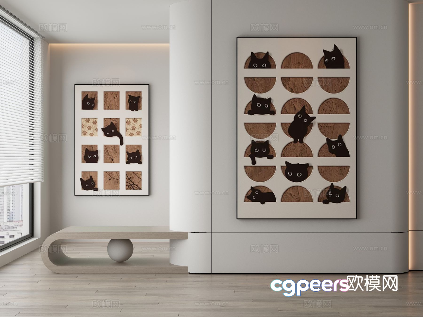 Modern decorative painting cat hanging painting 3d model Modern decorative painting cat hanging painting 3d model