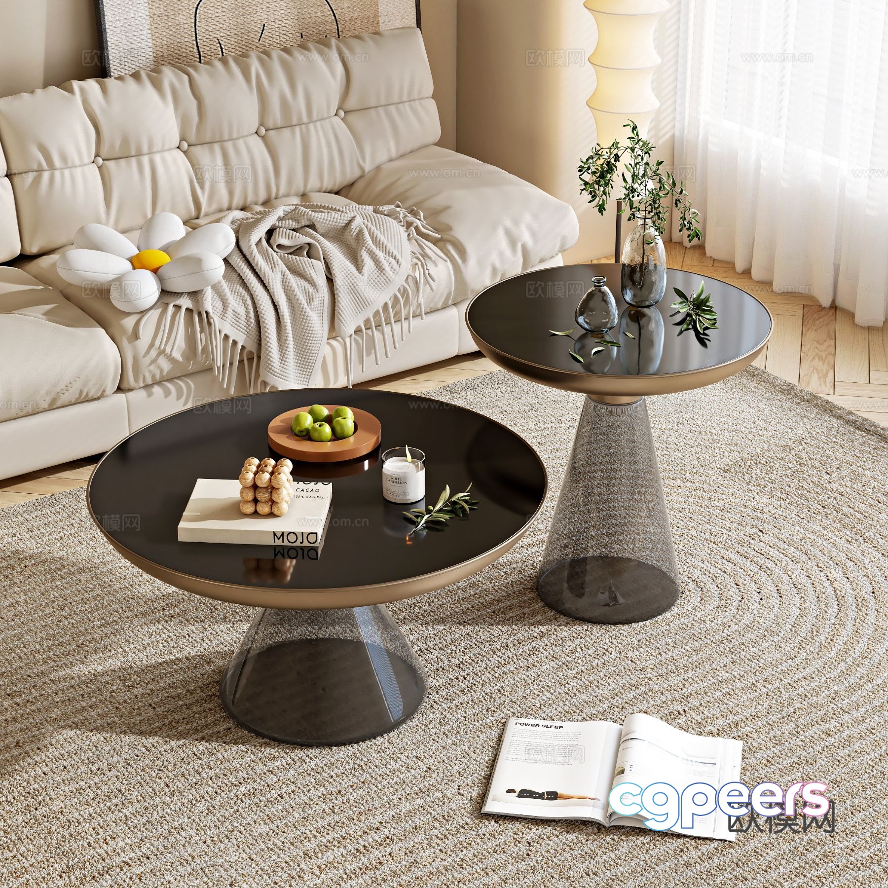 Modern double coffee table 3d model Modern double coffee table 3d model
