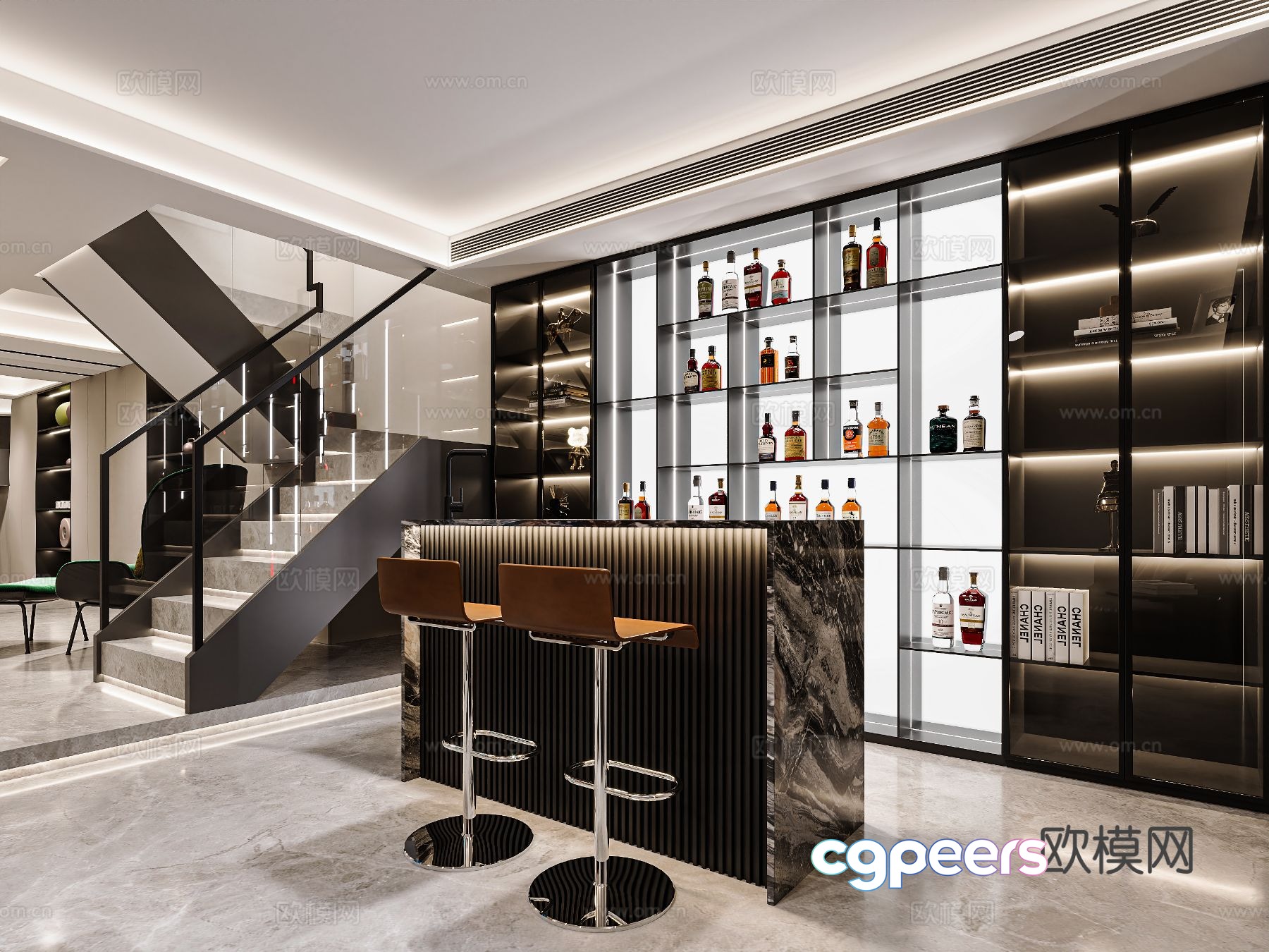 Light luxury lounge wine tasting area 3D model Light luxury lounge wine tasting area 3D model