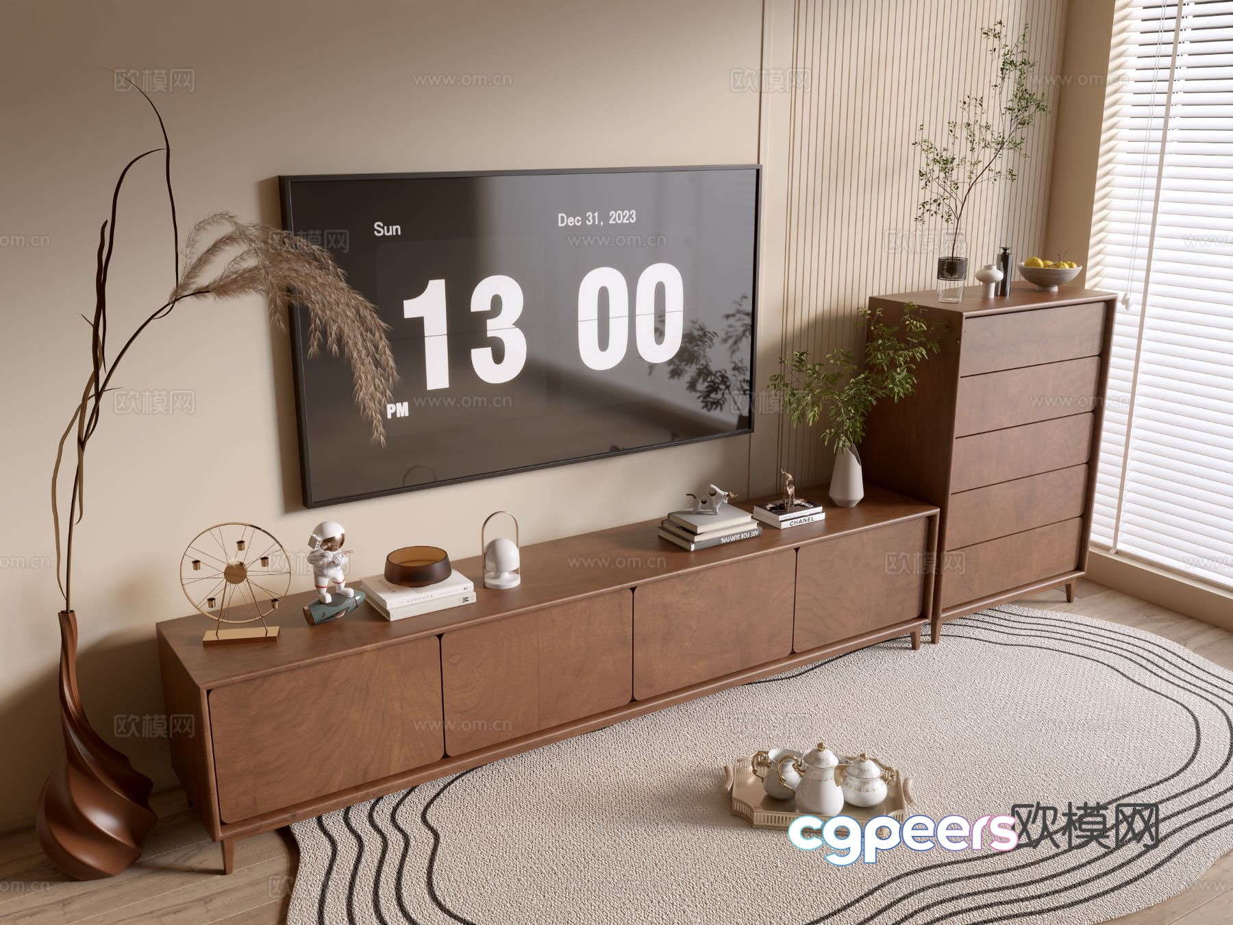 Original wood grain TV cabinet chest 3D model Original wood grain TV cabinet chest 3D model