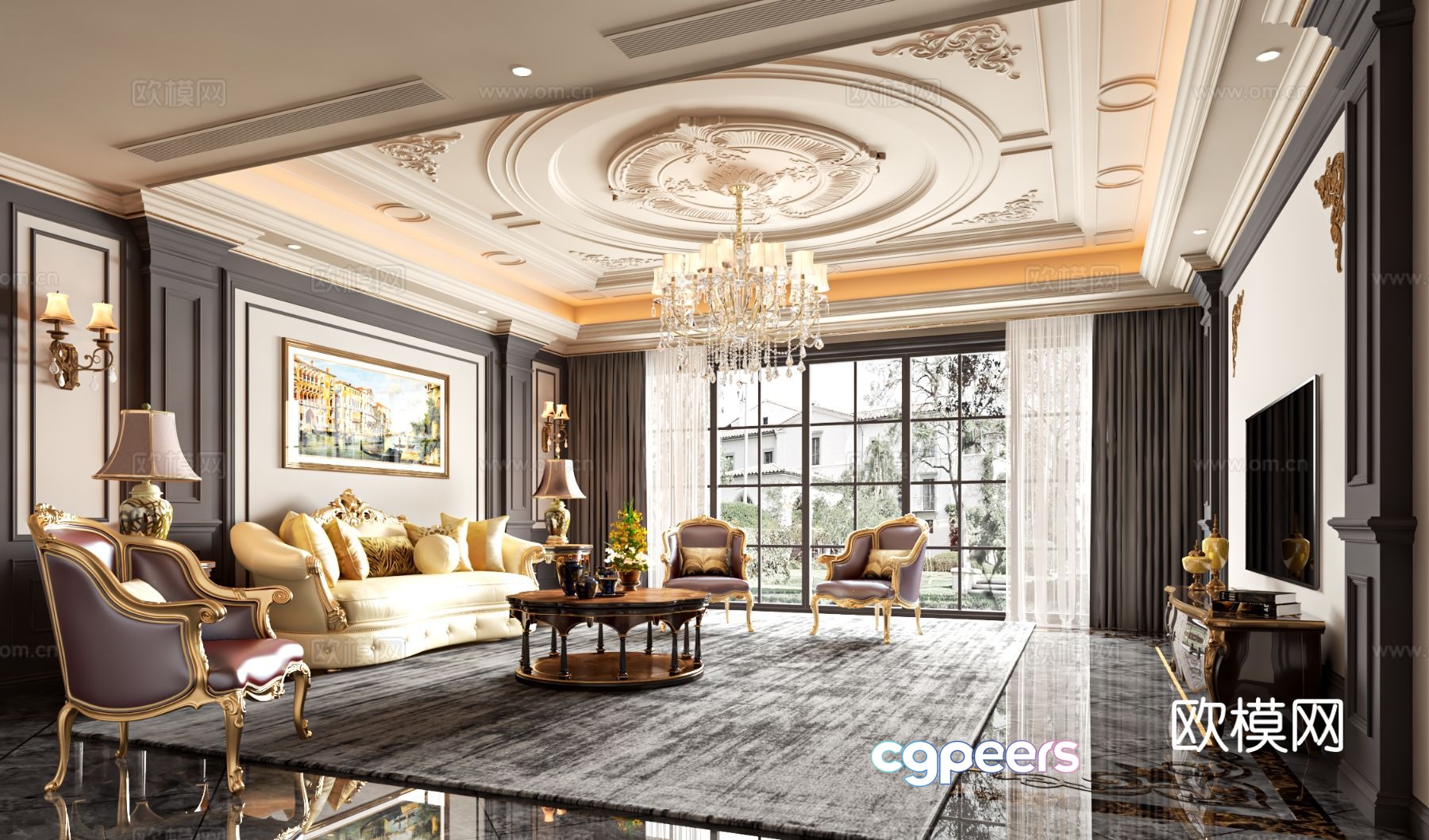 European style living room 3d model European style living room 3d model