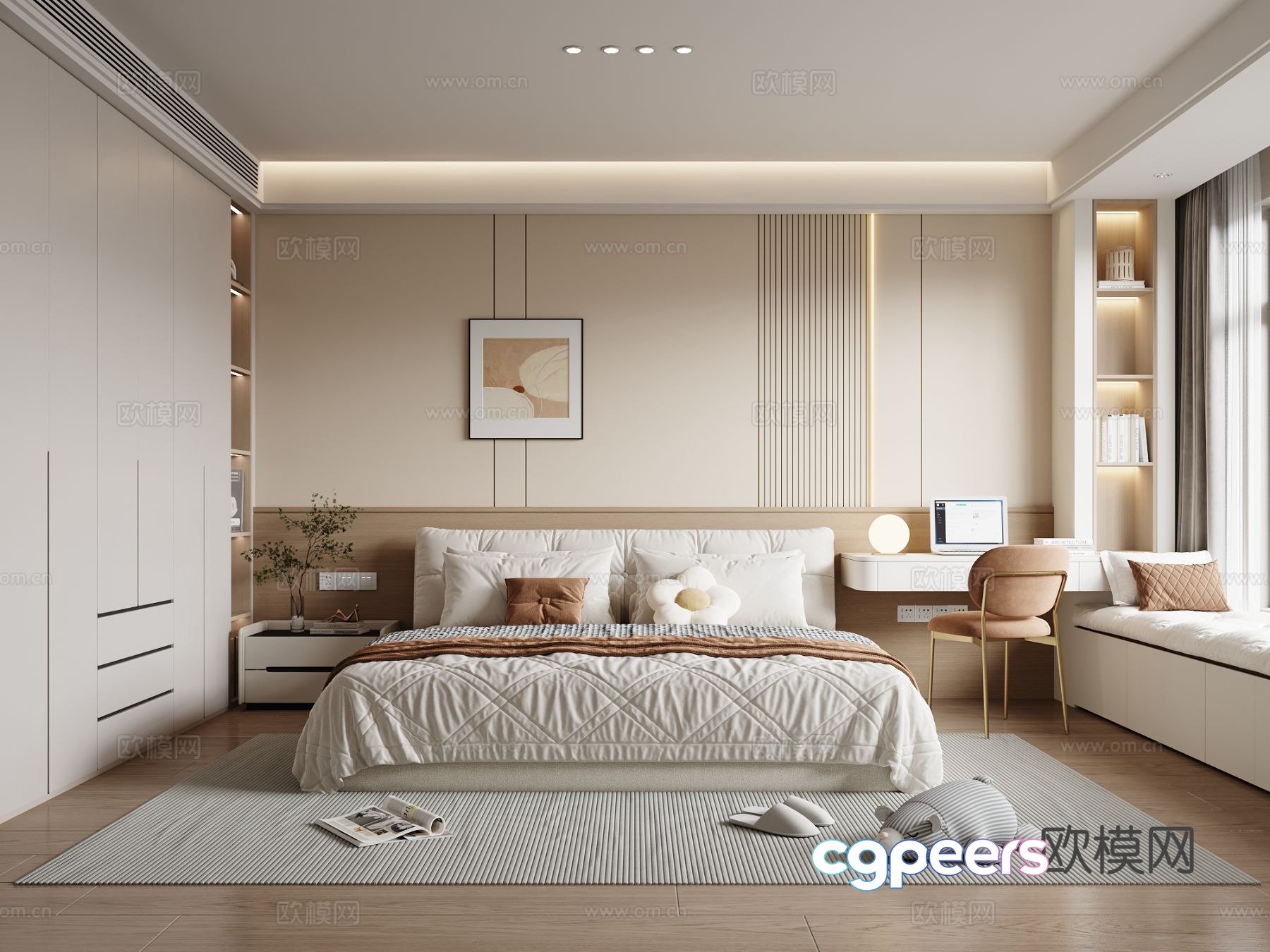 Cream style bedroom master bedroom 3d model Cream style bedroom master bedroom 3d model