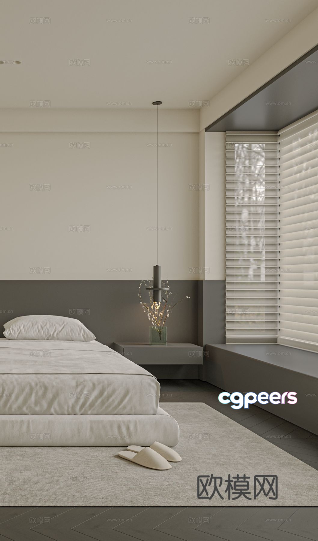 Modern bedroom bed nightstand jewelry 3d model Modern bedroom bed nightstand jewelry 3d model