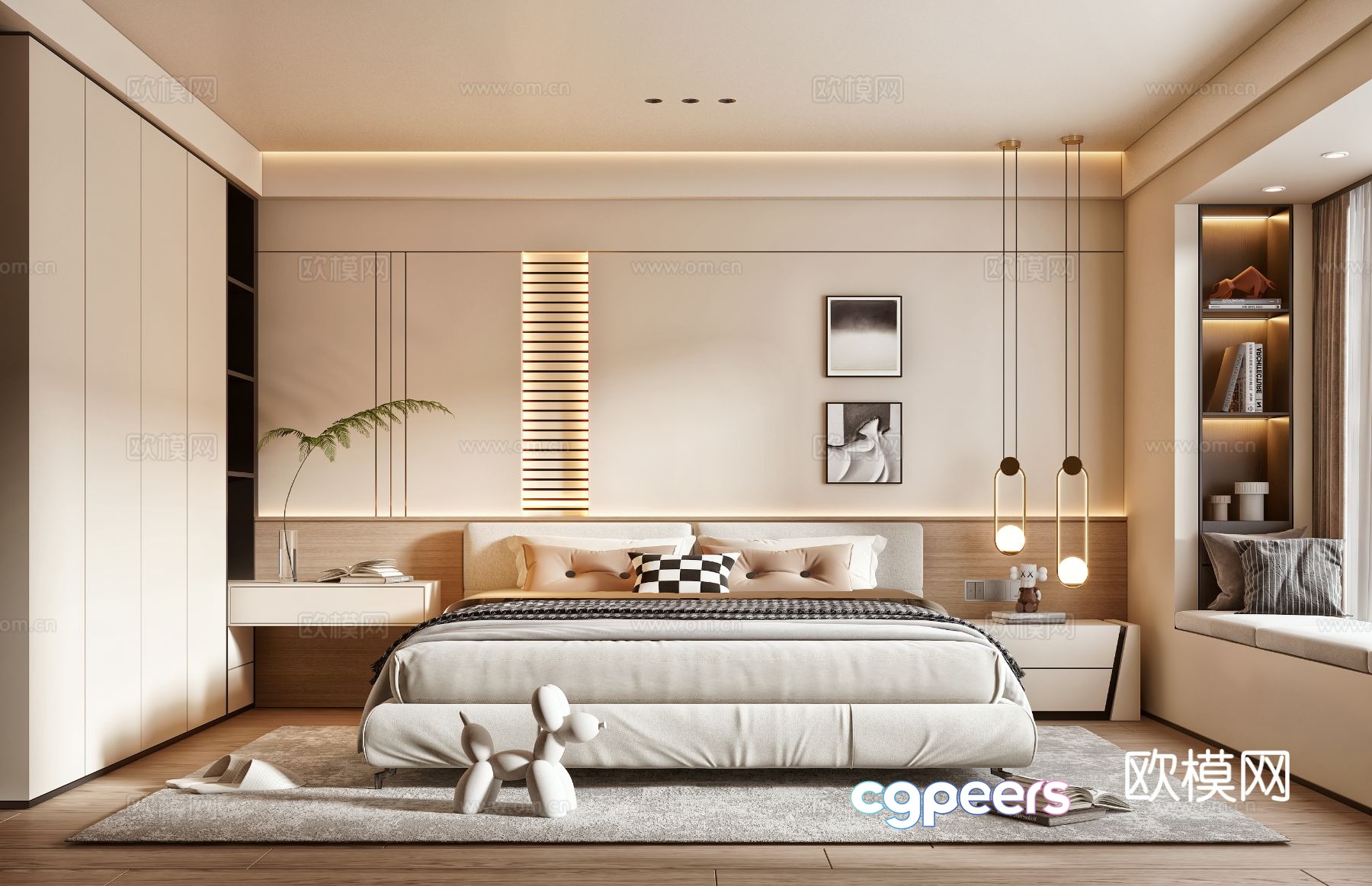 Creamy Bedroom Master Bedroom 3D Model Creamy Bedroom Master Bedroom 3D Model