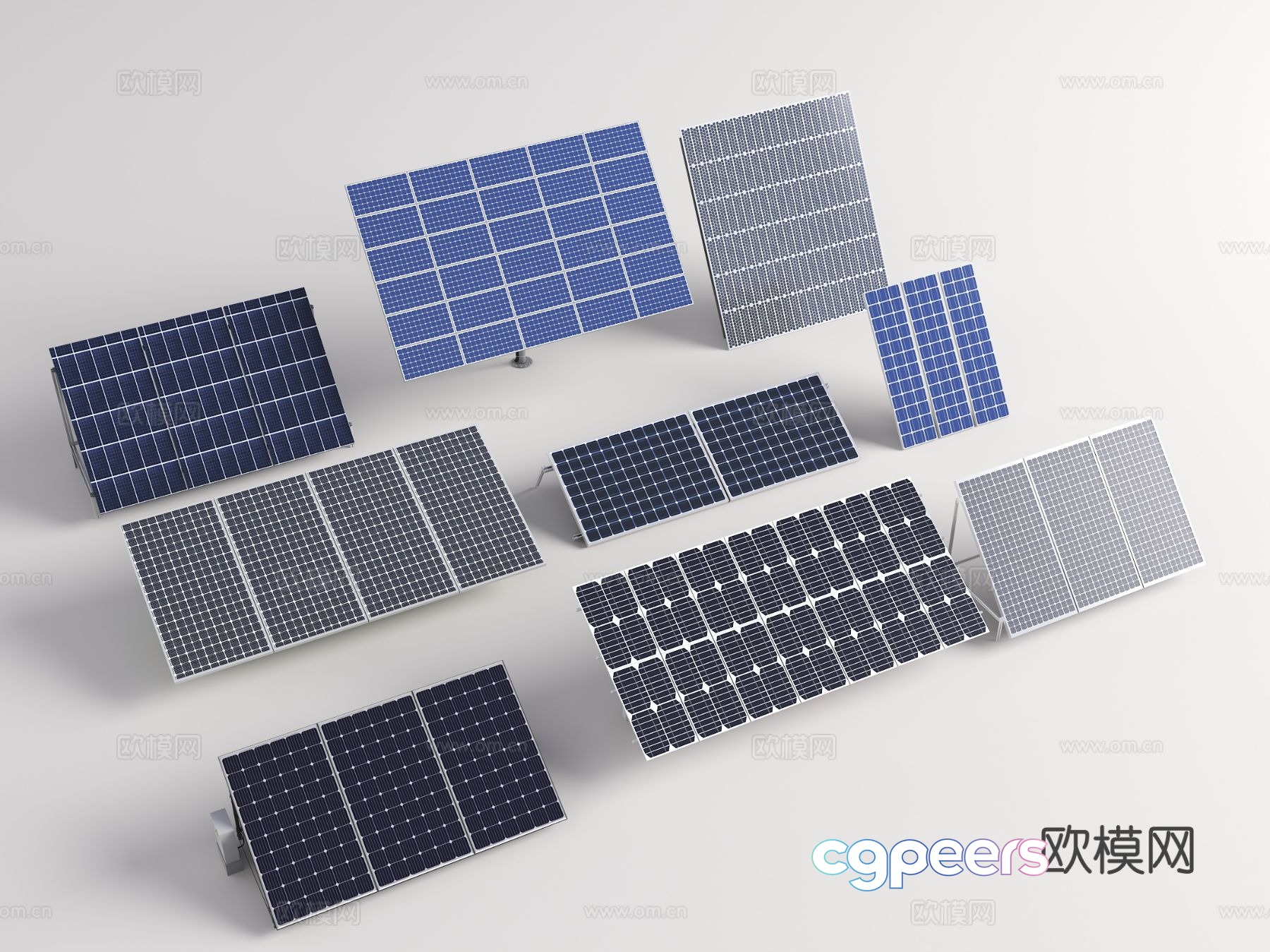 Solar panels Photovoltaic panels Solar equipment Industrial equipment Green energy Solar power generation 3D model