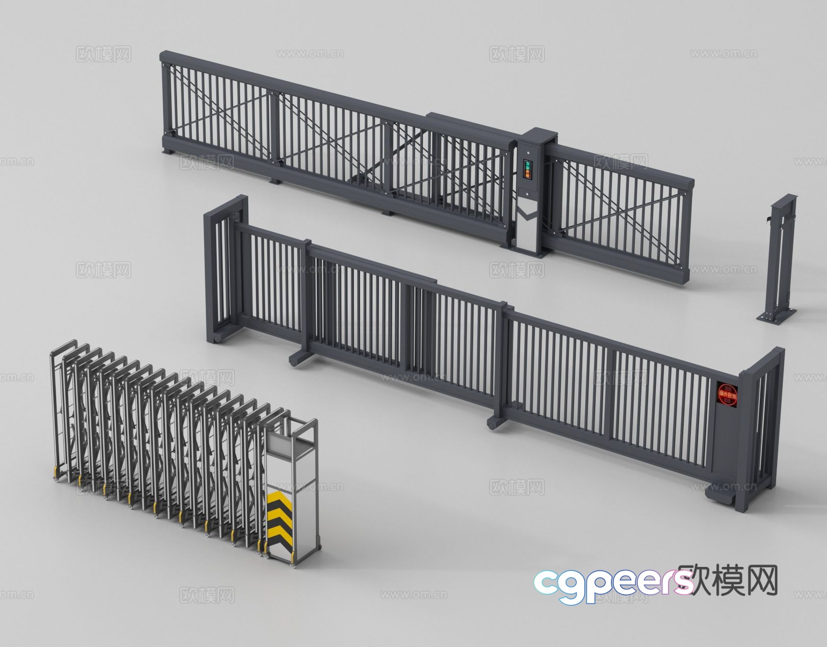 Access control security door telescopic door 3D model Access control security door telescopic door 3D model