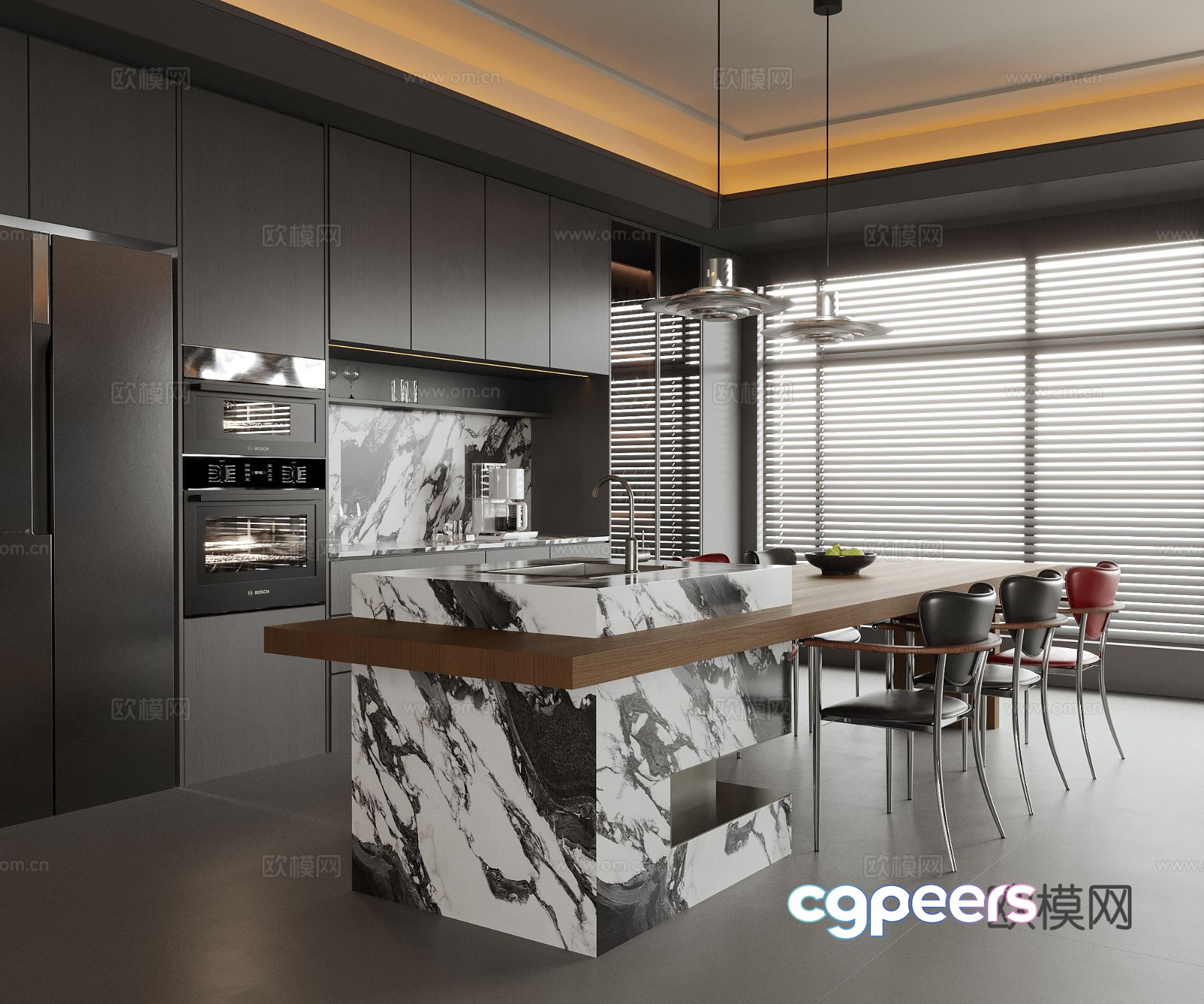 Modern restaurant island dining table sideboard wine cabinet 3d model Modern restaurant island dining table sideboard wine cabinet 3d model