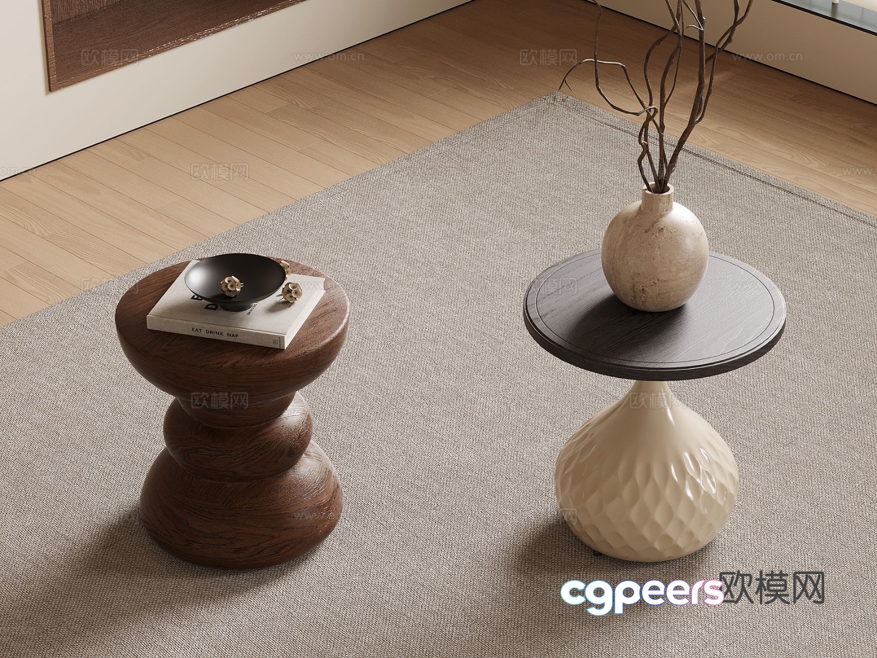 Medium style solid wood edge table jewelry ornaments round table corner table 3D model Medium style solid wood edge table jewelry ornaments round table corner table 3D model
