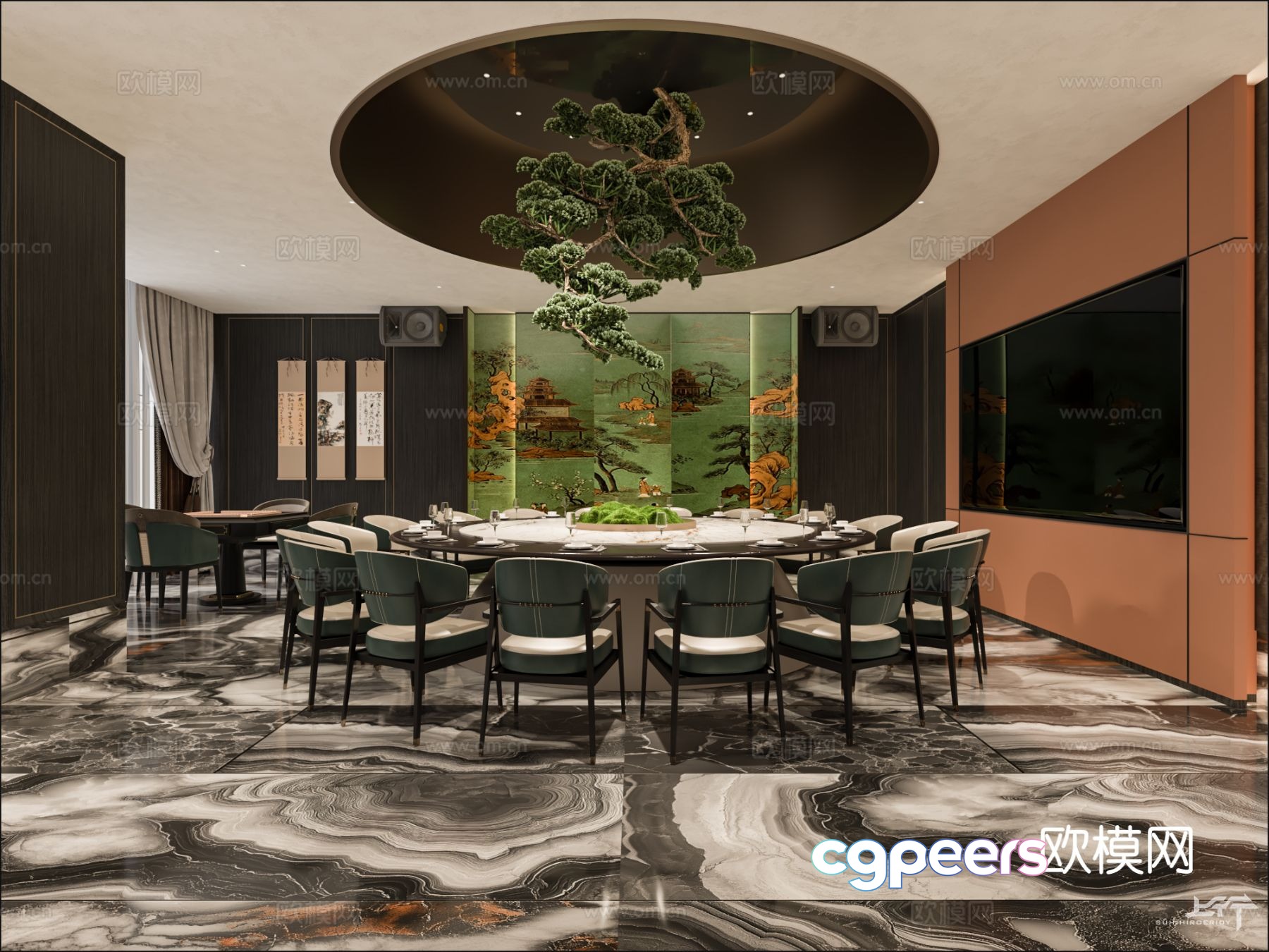 New Chinese 3D private room 3D model New Chinese 3D private room 3D model