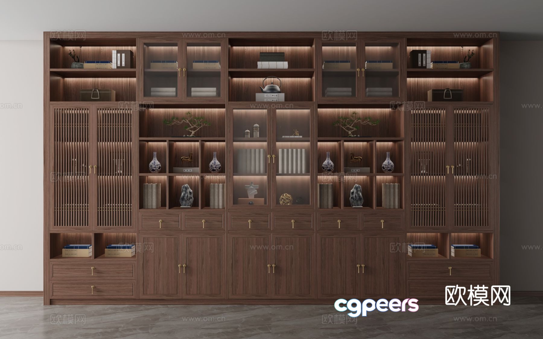 New Chinese bookcase 3D model New Chinese bookcase 3D model