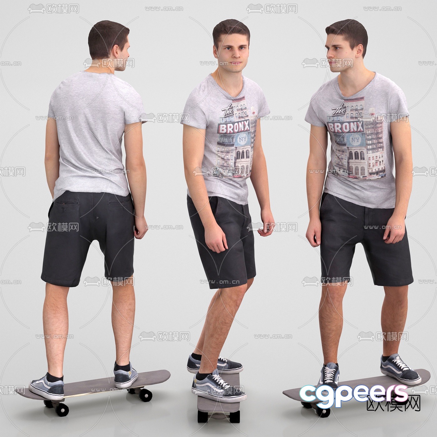 Modern skateboard man 3d model Modern skateboard man 3d model