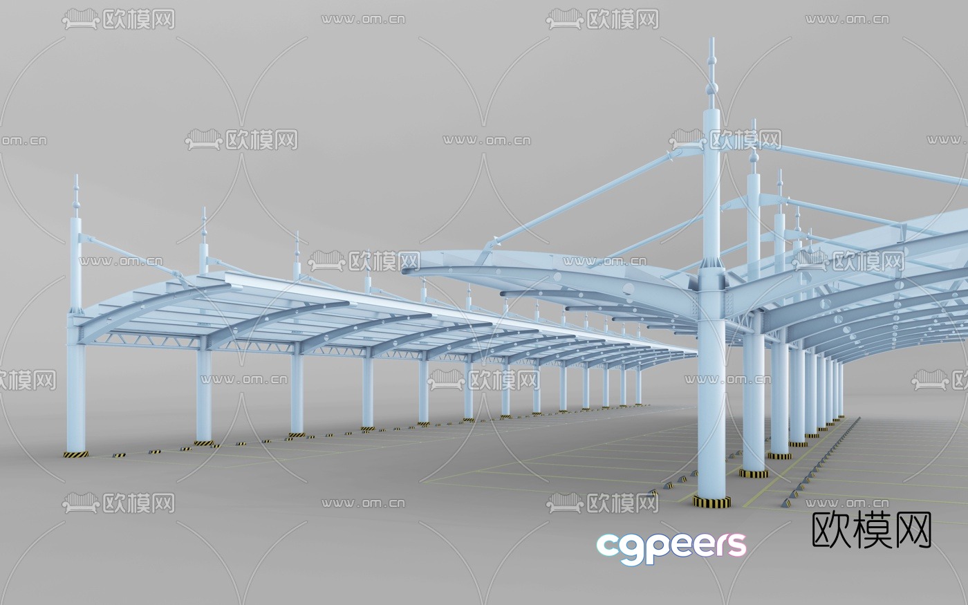 Modern parking space carport 3d model