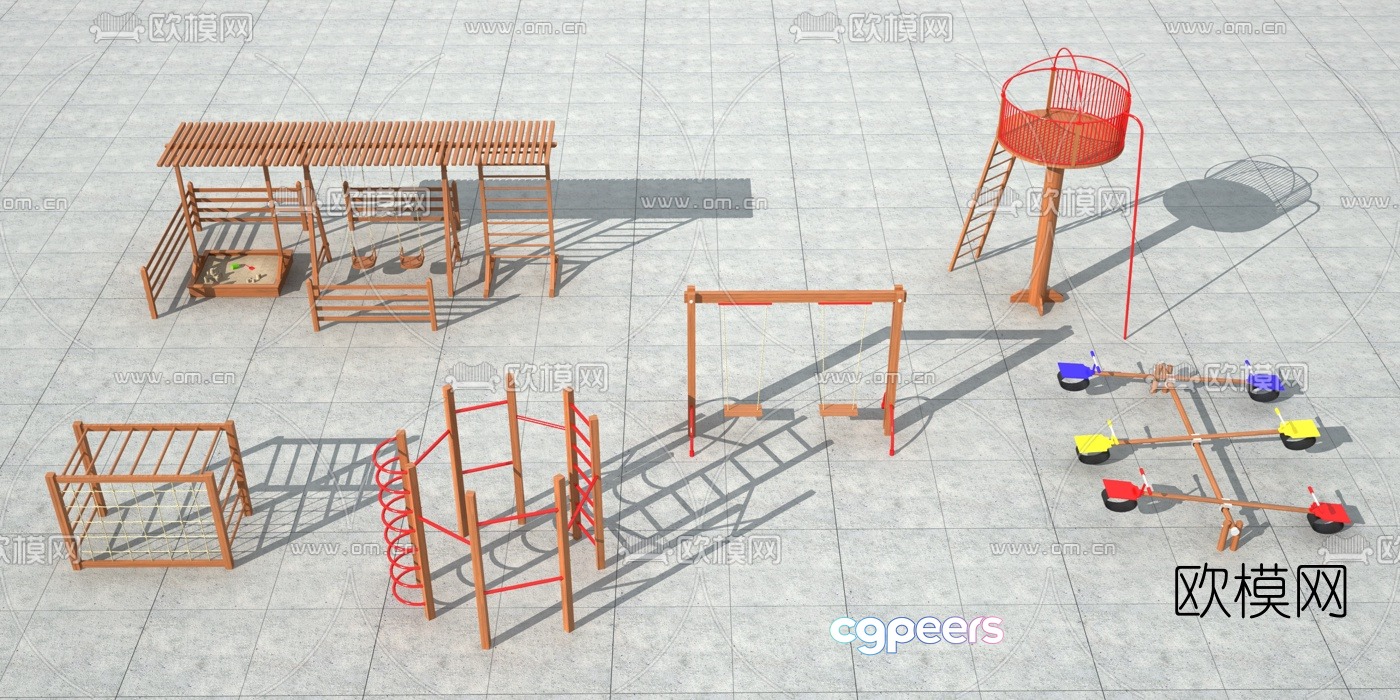 3D model of modern outdoor fitness and sports public facilities 3D model of modern outdoor fitness and sports public facilities