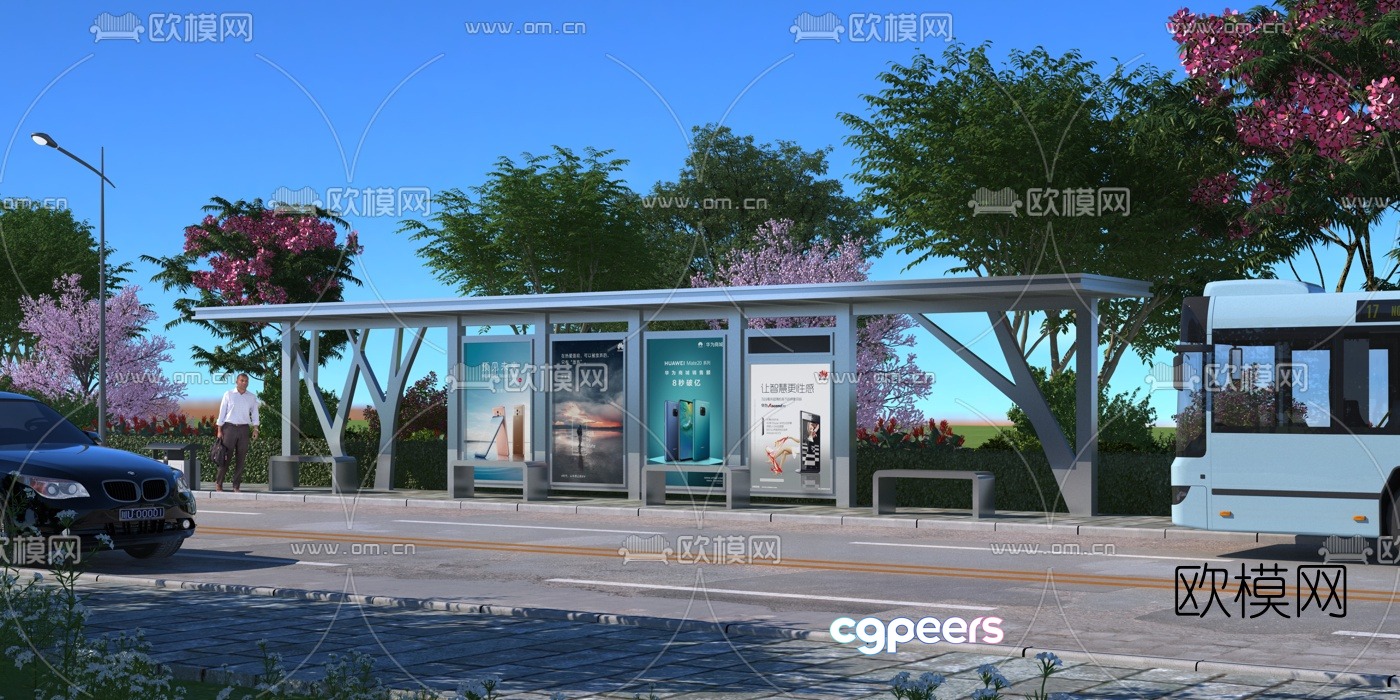 Modern bus station 3d model Modern bus station 3d model