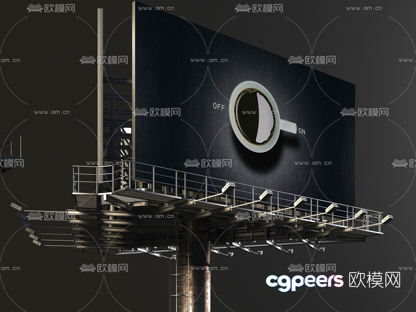 Modern billboard outdoor advertising 3d model