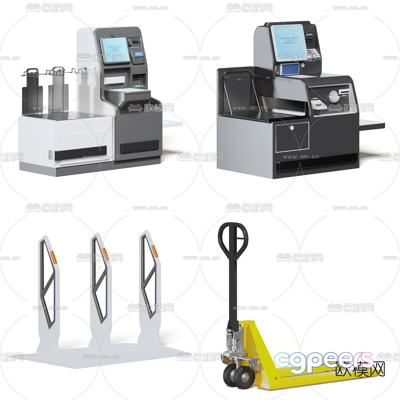 Modern supermarket checkout 3d model