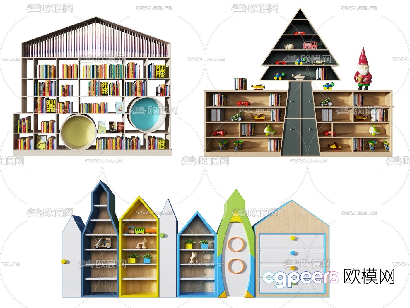 Modern children’s bookcase 3d model Modern children’s bookcase 3d model