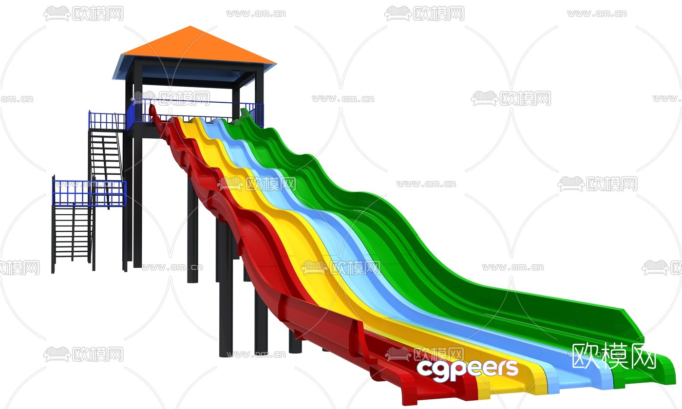 Modern large rainbow slide 3d model Modern large rainbow slide 3d model