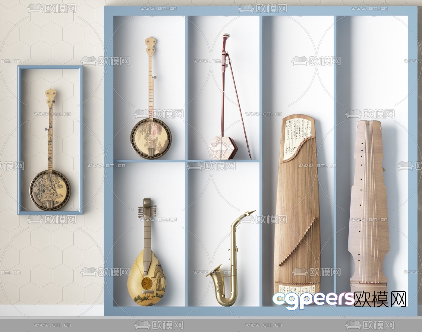 Chinese traditional musical instrument combination 3d model Chinese traditional musical instrument combination 3d model