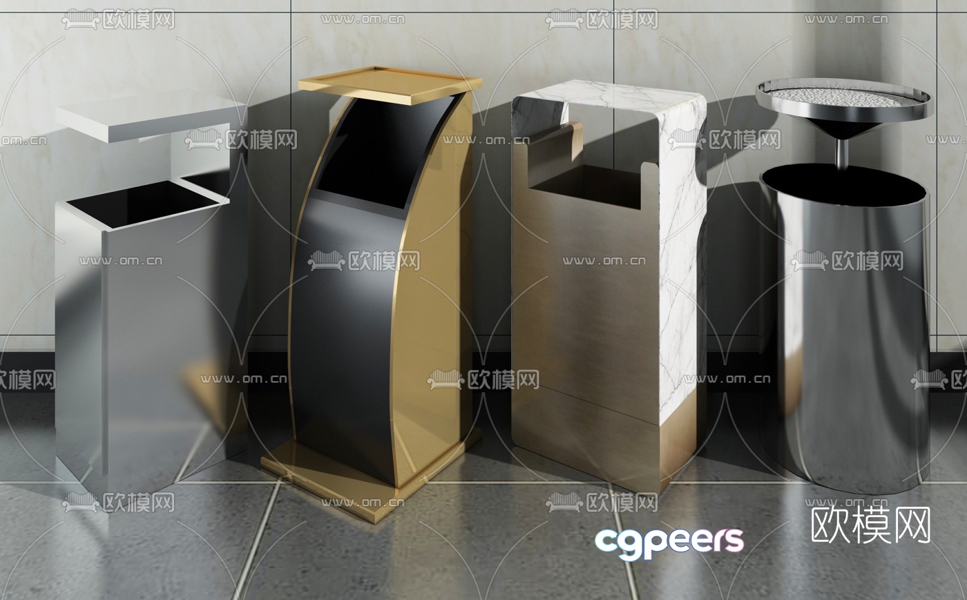 Modern public trash can cigarette butt barrel 3D model