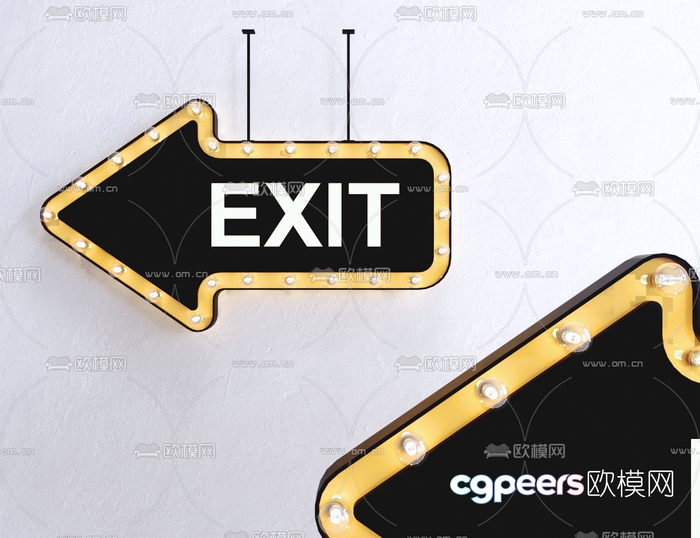 Modern exit signage 3d model Modern exit signage 3d model