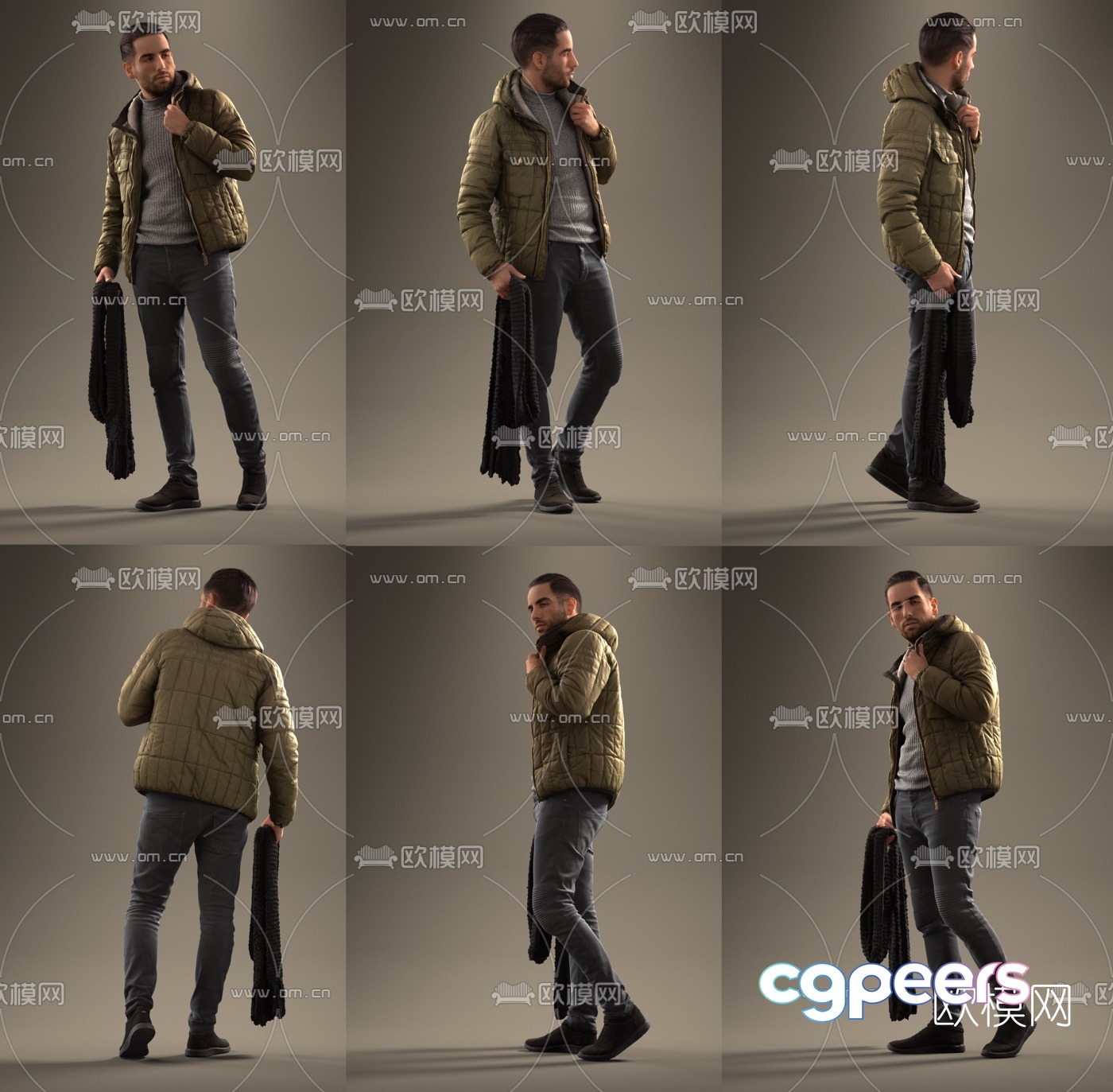 Modern winter casual man 3d model Modern winter casual man 3d model