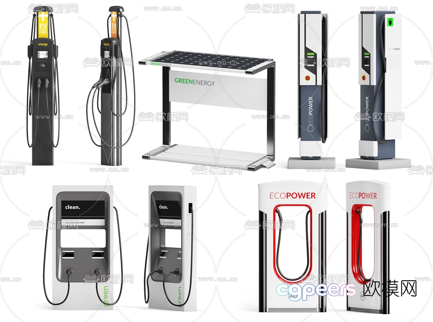 Modern car charging pile 3d model Modern car charging pile 3d model