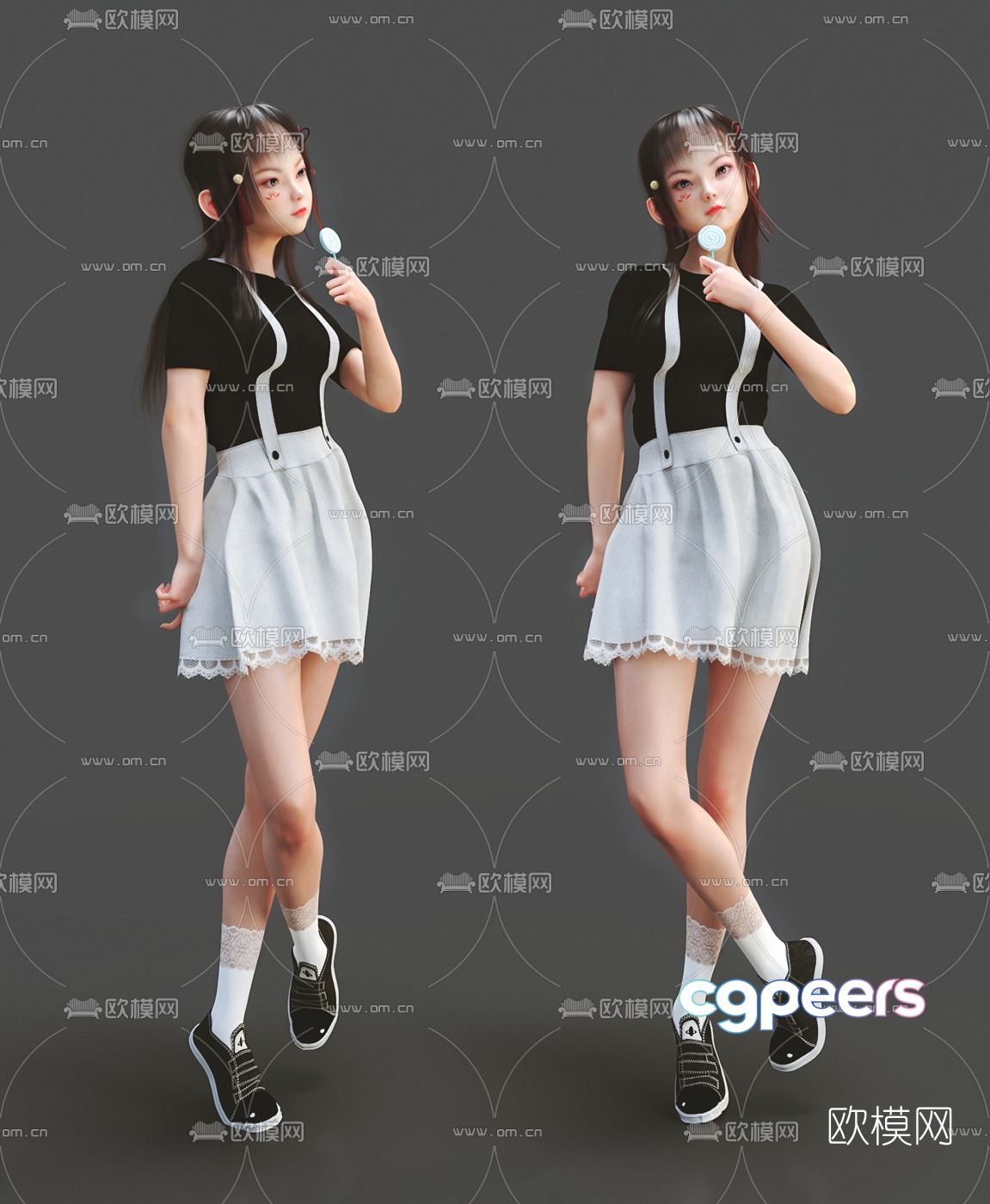 Modern standing girl character 3d model Modern standing girl character 3d model