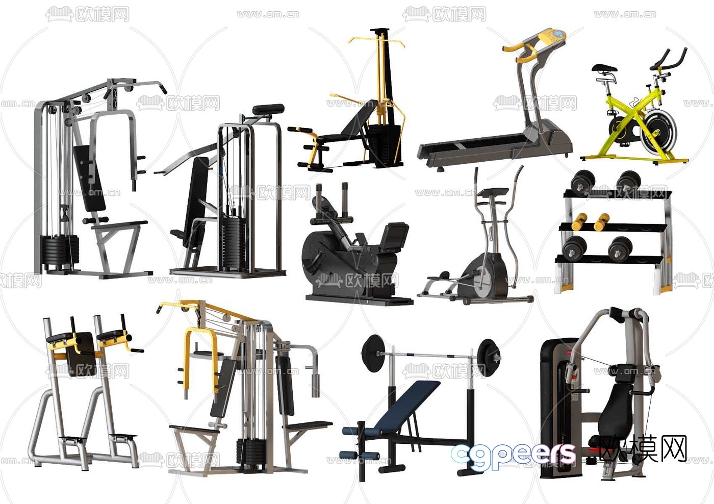 Modern fitness equipment 3d model Modern fitness equipment 3d model