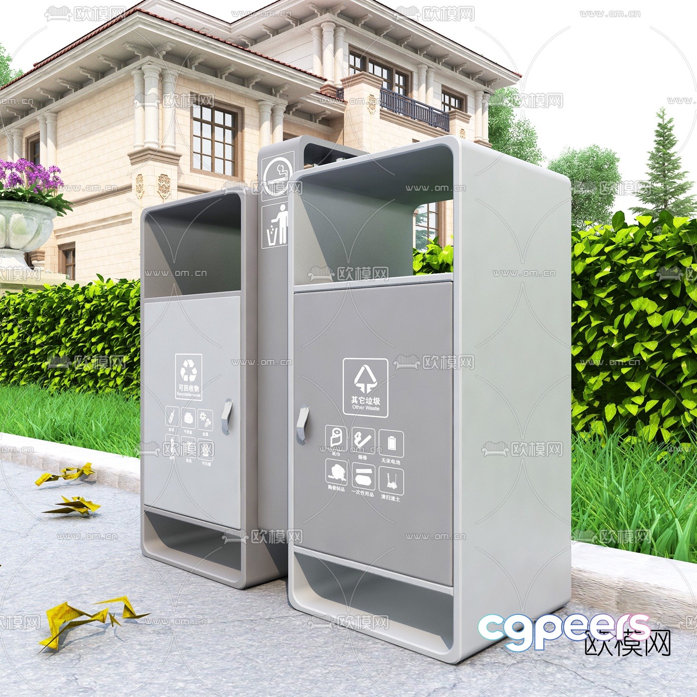 Modern outdoor trash can 3d model Modern outdoor trash can 3d model