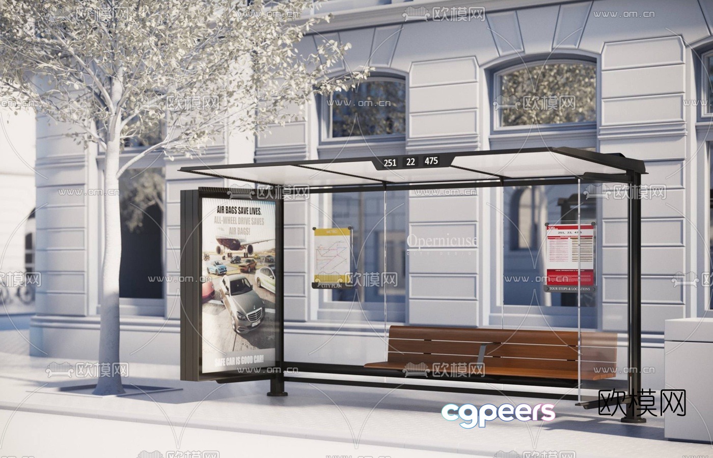 Modern bus station 3d model Modern bus station 3d model