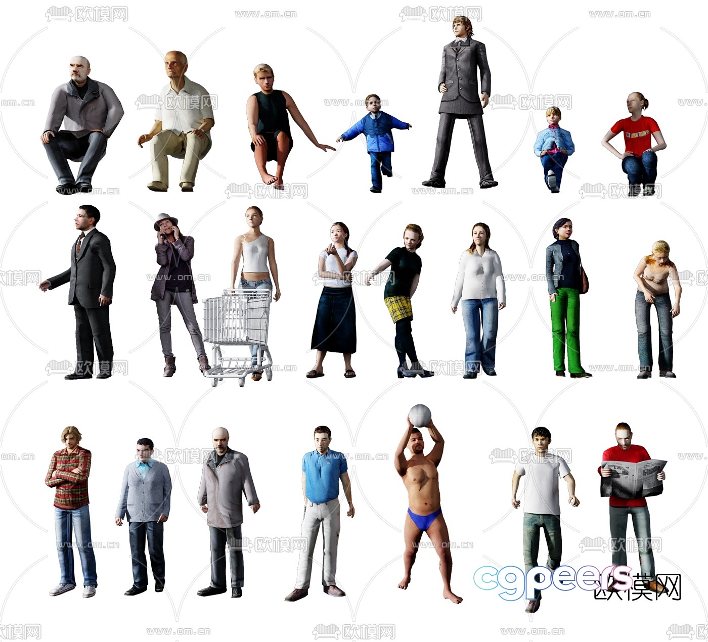 Modern European characters 3d model Modern European characters 3d model