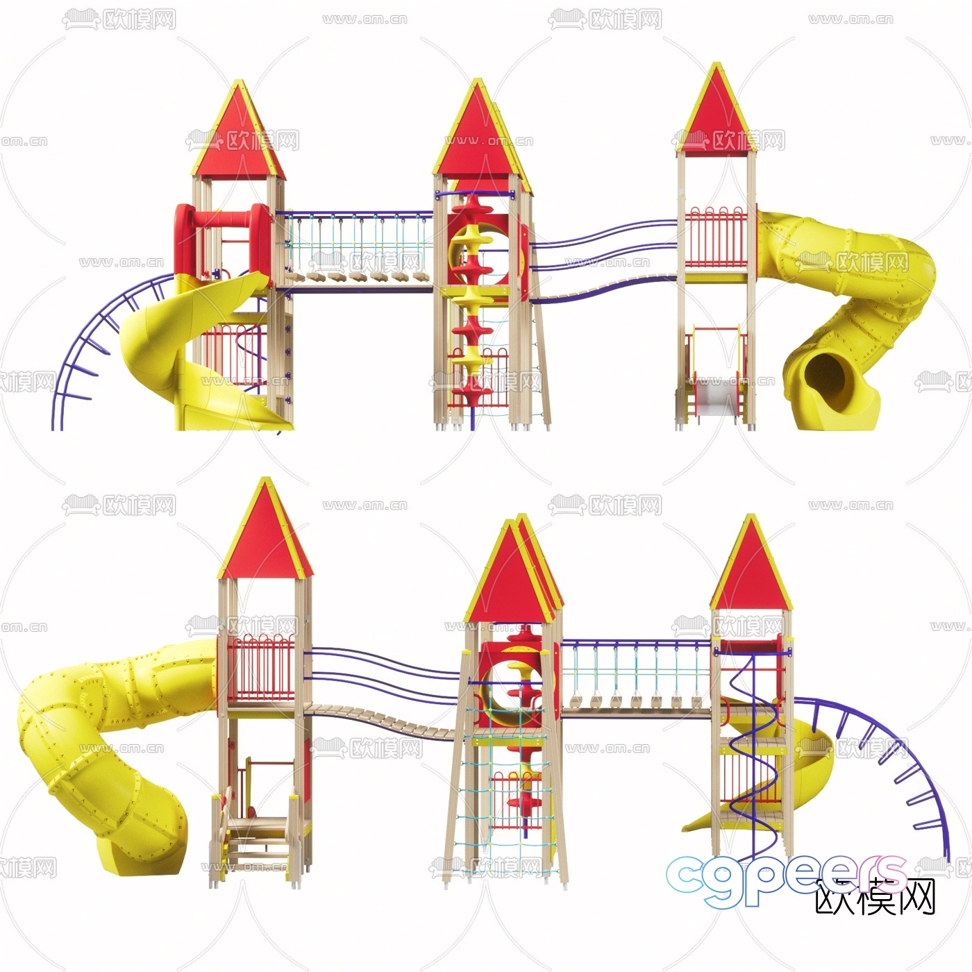 Modern children's large combination slide 3D model Modern children's large combination slide 3D model