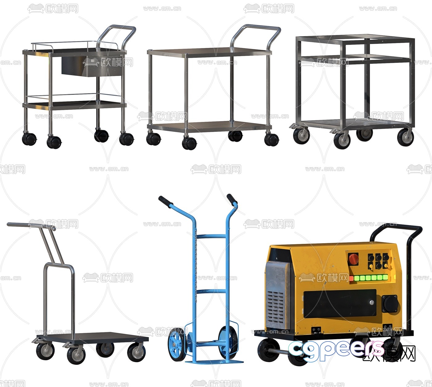 Modern trolley tool cart trailer generator 3d model Modern trolley tool cart trailer generator 3d model