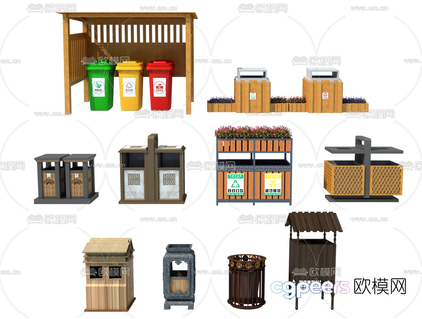 New Chinese style public trash can 3d model New Chinese style public trash can 3d model