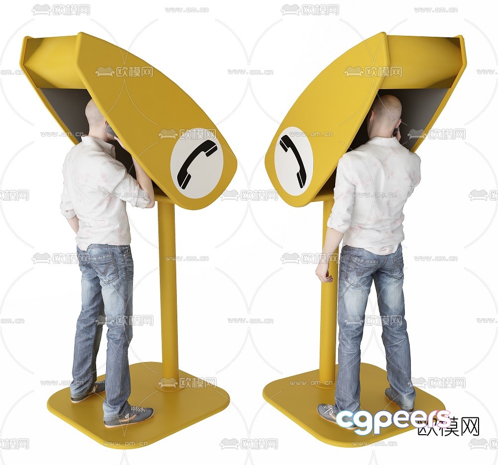 Modern public phone booth 3d model Modern public phone booth 3d model
