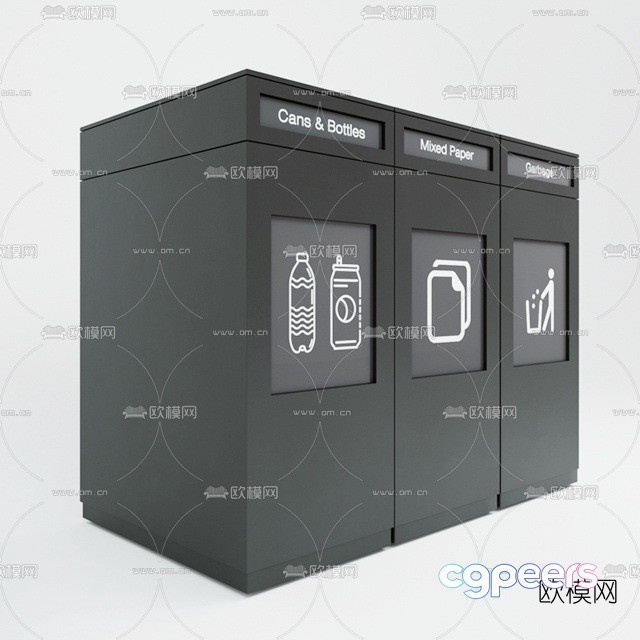 Modern outdoor trash can 3d model