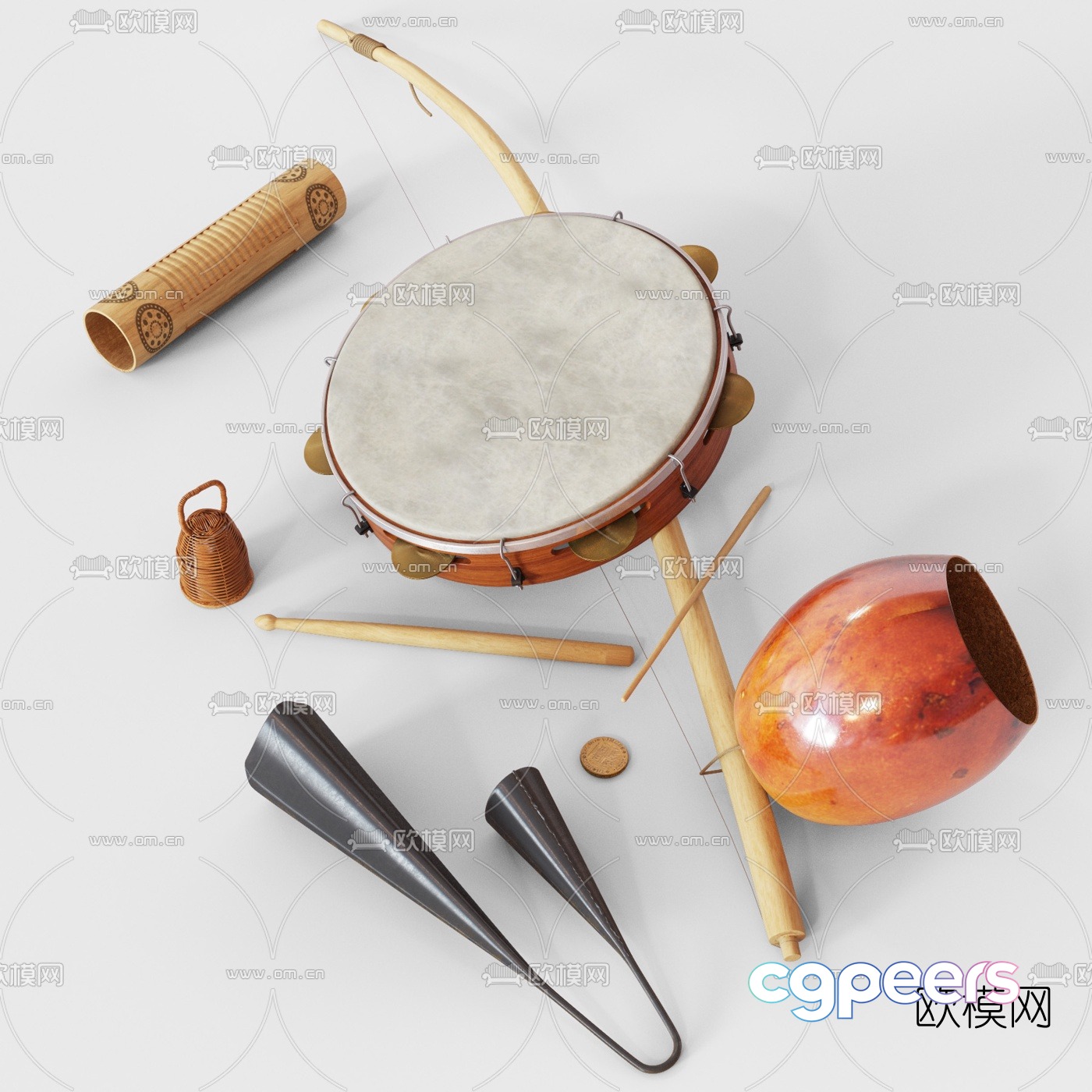 Modern ethnic musical instrument tambourine bells 3d model Modern ethnic musical instrument tambourine bells 3d model