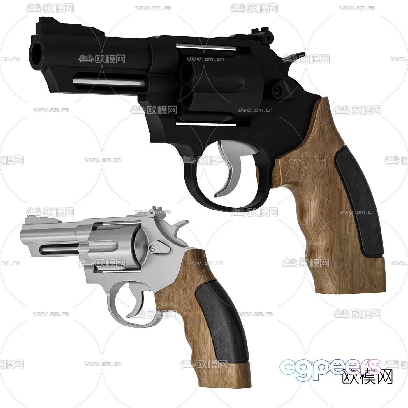 Modern revolver 3d model Modern revolver 3d model
